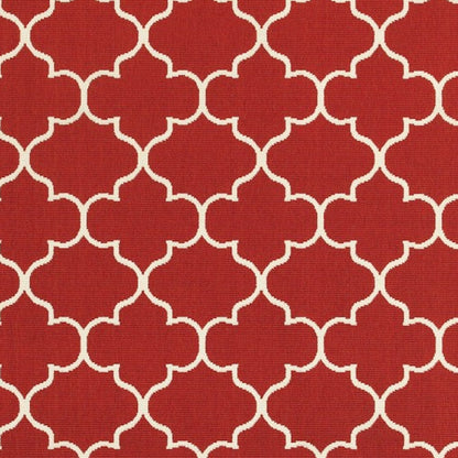 8' X 11' Red and Ivory Indoor Outdoor Area Rug