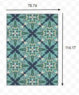 2' X 8' Blue and Green Indoor Outdoor Area Rug