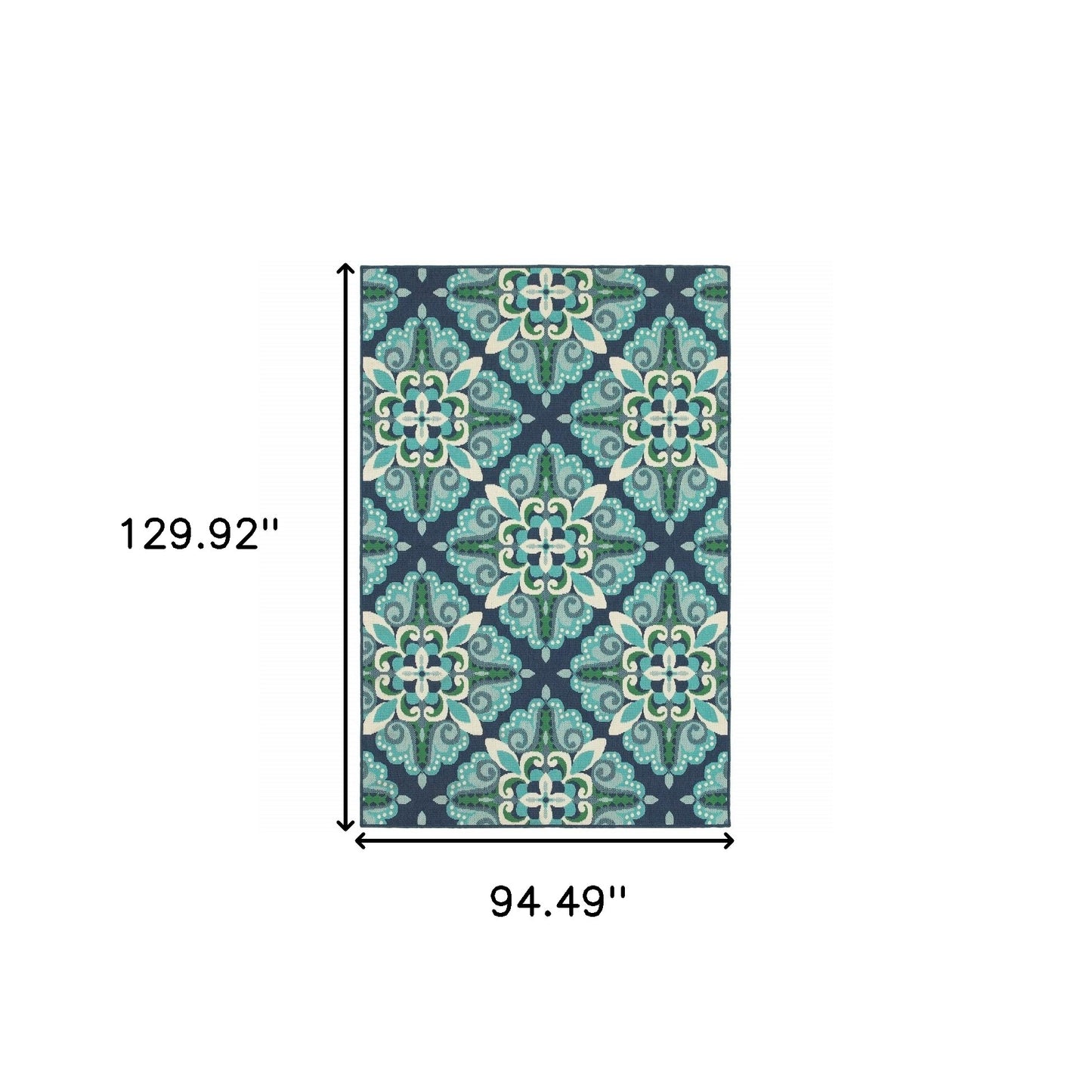 2' X 8' Blue and Green Indoor Outdoor Area Rug