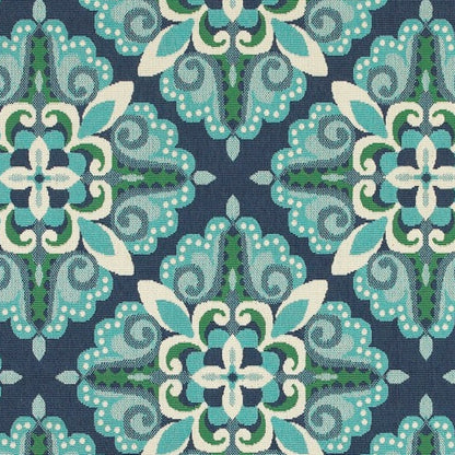 8' X 11' Blue and Green Indoor Outdoor Area Rug