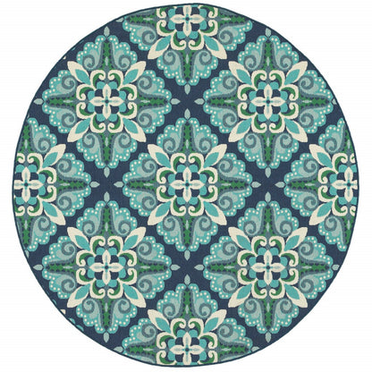 2' X 8' Blue and Green Indoor Outdoor Area Rug