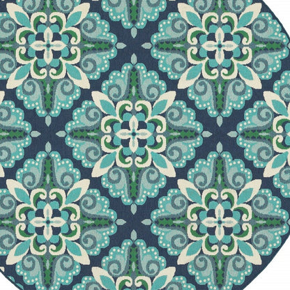 2' X 8' Blue and Green Indoor Outdoor Area Rug