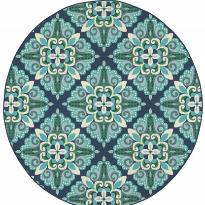 2' X 8' Blue and Green Indoor Outdoor Area Rug