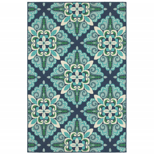 Blue and Green Indoor Outdoor Area Rug