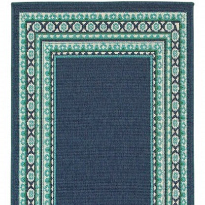 2' X 8' Blue and Green Indoor Outdoor Area Rug