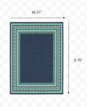 2' X 8' Blue and Green Indoor Outdoor Area Rug