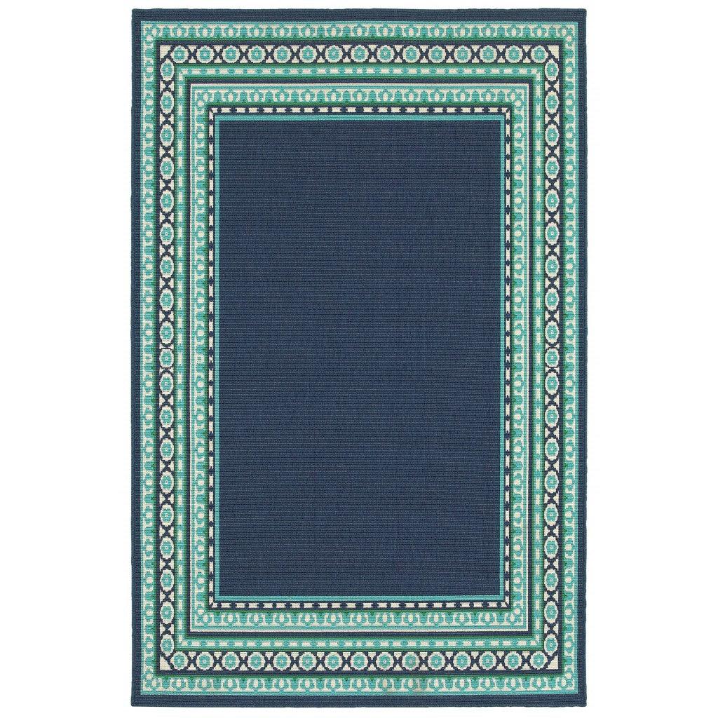 2' X 8' Blue and Green Indoor Outdoor Area Rug - FurniFindUSA