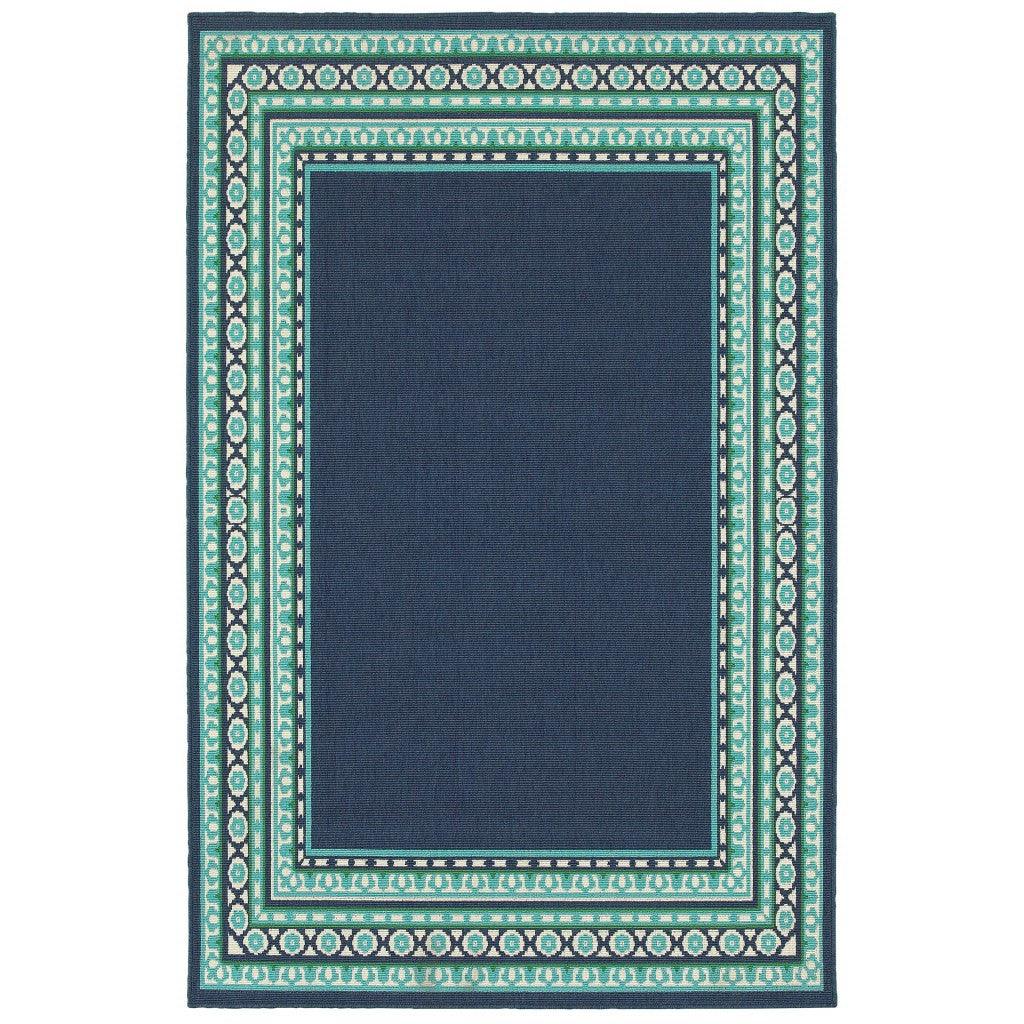 2' X 8' Blue and Green Indoor Outdoor Area Rug - FurniFindUSA