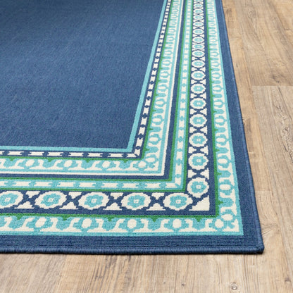 2' X 8' Blue and Green Indoor Outdoor Area Rug