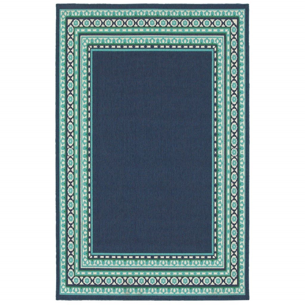 2' X 8' Blue and Green Indoor Outdoor Area Rug