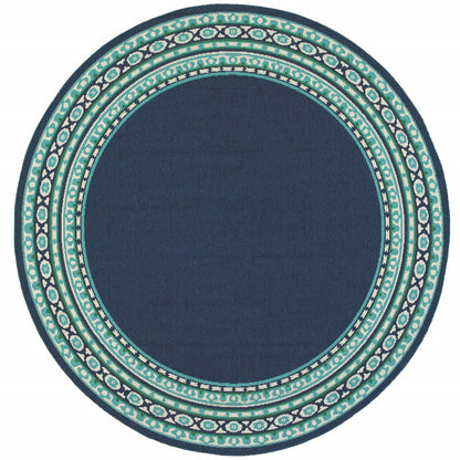 2' X 8' Blue and Green Indoor Outdoor Area Rug