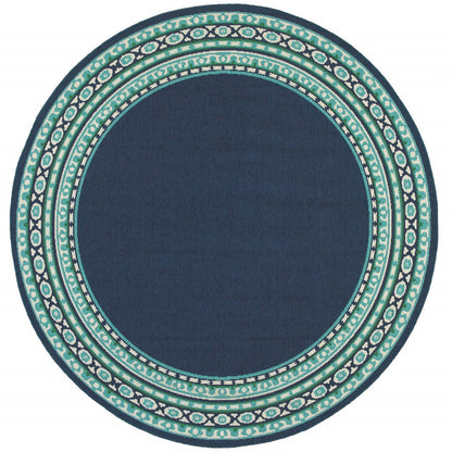 2' X 8' Blue and Green Indoor Outdoor Area Rug