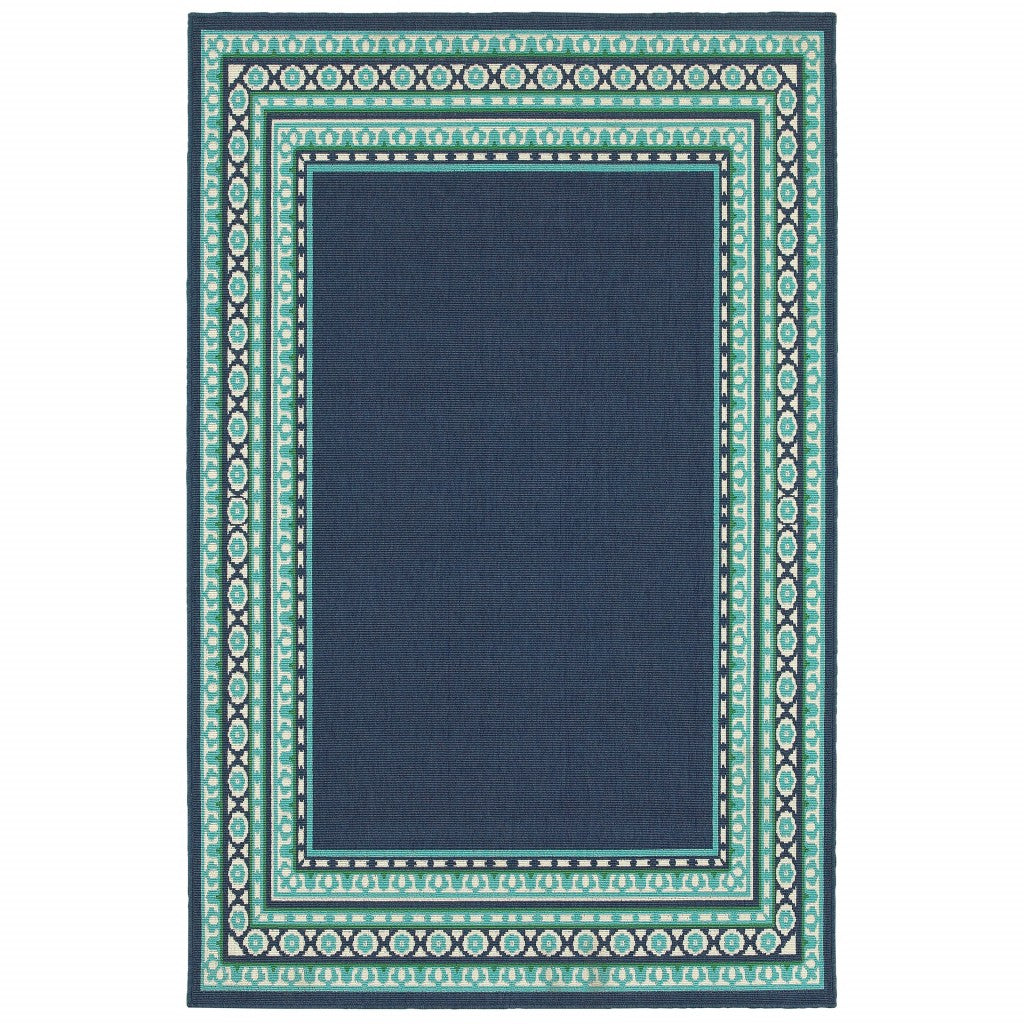 2' X 8' Blue and Green Indoor Outdoor Area Rug