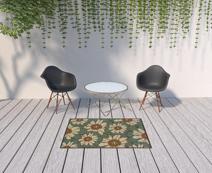 8' x 8' Blue Round Indoor Outdoor Area Rug