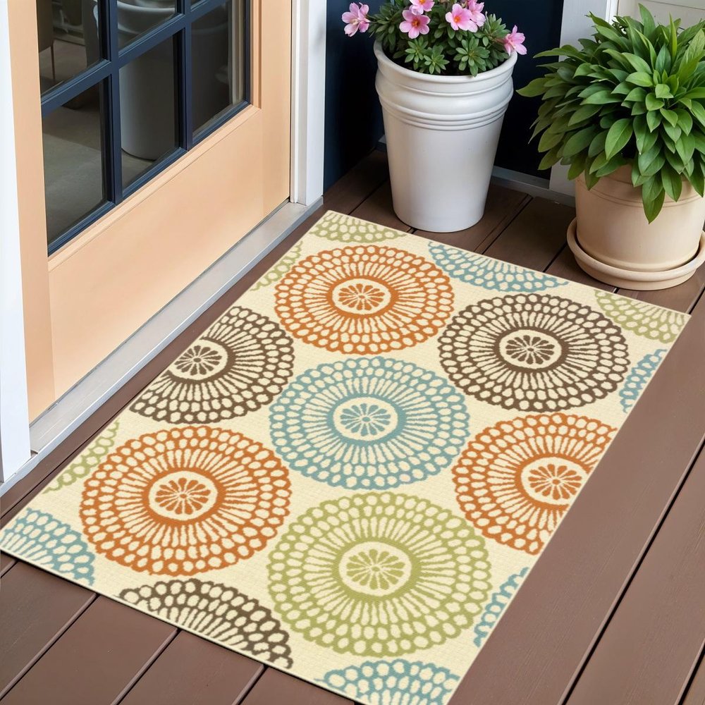 2' X 4' Beige Indoor Outdoor Area Rug — view 5