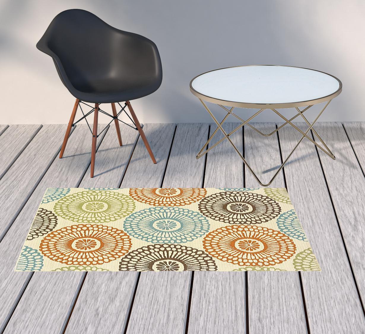 4' x 6' Beige Indoor Outdoor Area Rug