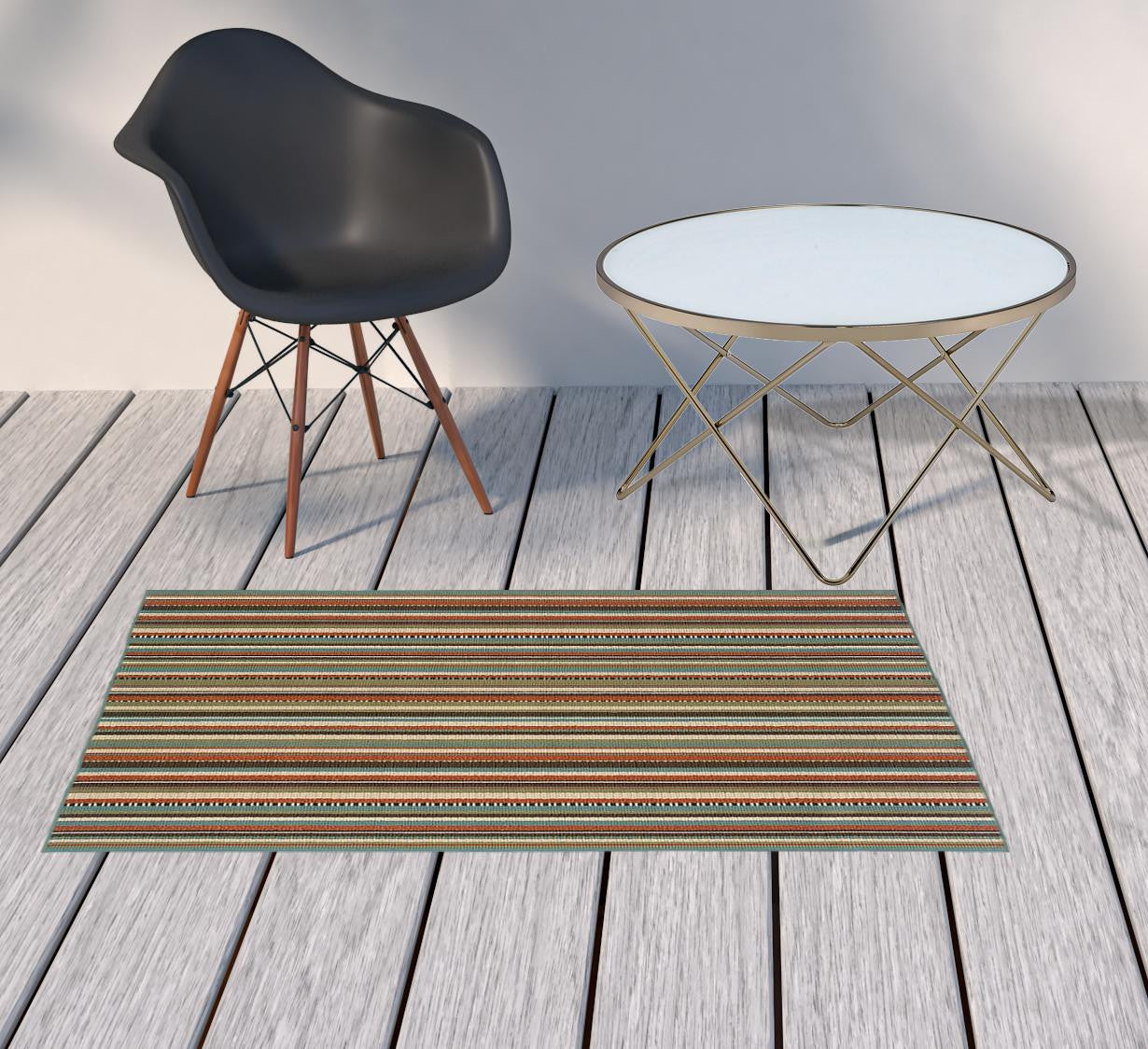 4' x 6' Green Indoor Outdoor Area Rug