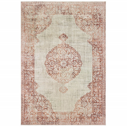 10' X 13' Ivory And Pink Medallion Area Rug - 20.0" (L) x 34.0" (W) x 0.39" (H)