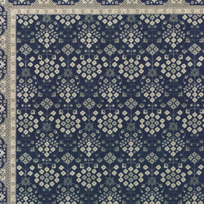 2’X8’ Navy And Gray Floral Ditsy Runner Rug