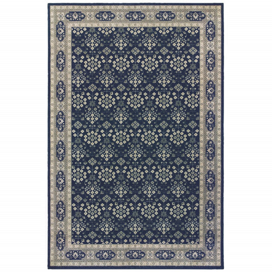 7' X 10' Navy And Gray Floral Ditsy Area Rug - 78.74" (H) x 114.17" (W) x 0.32" (D)