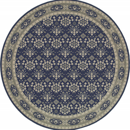 2’X8’ Navy And Gray Floral Ditsy Runner Rug