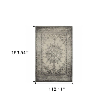 10' X 13' Ivory And Gray Pale Medallion Area Rug - 22.0" (L) x 34.0" (W) x 1.0" (H)