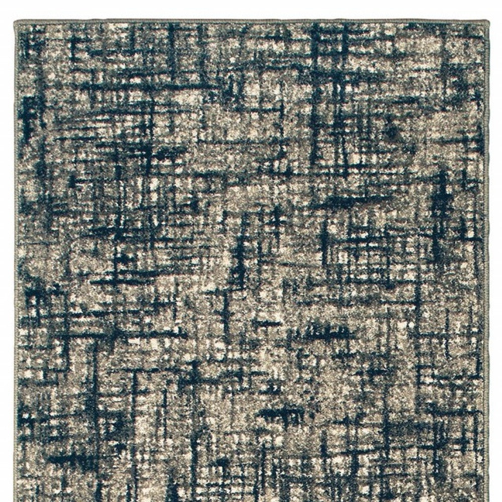 2’X8’ Gray And Navy Abstract Runner Rug