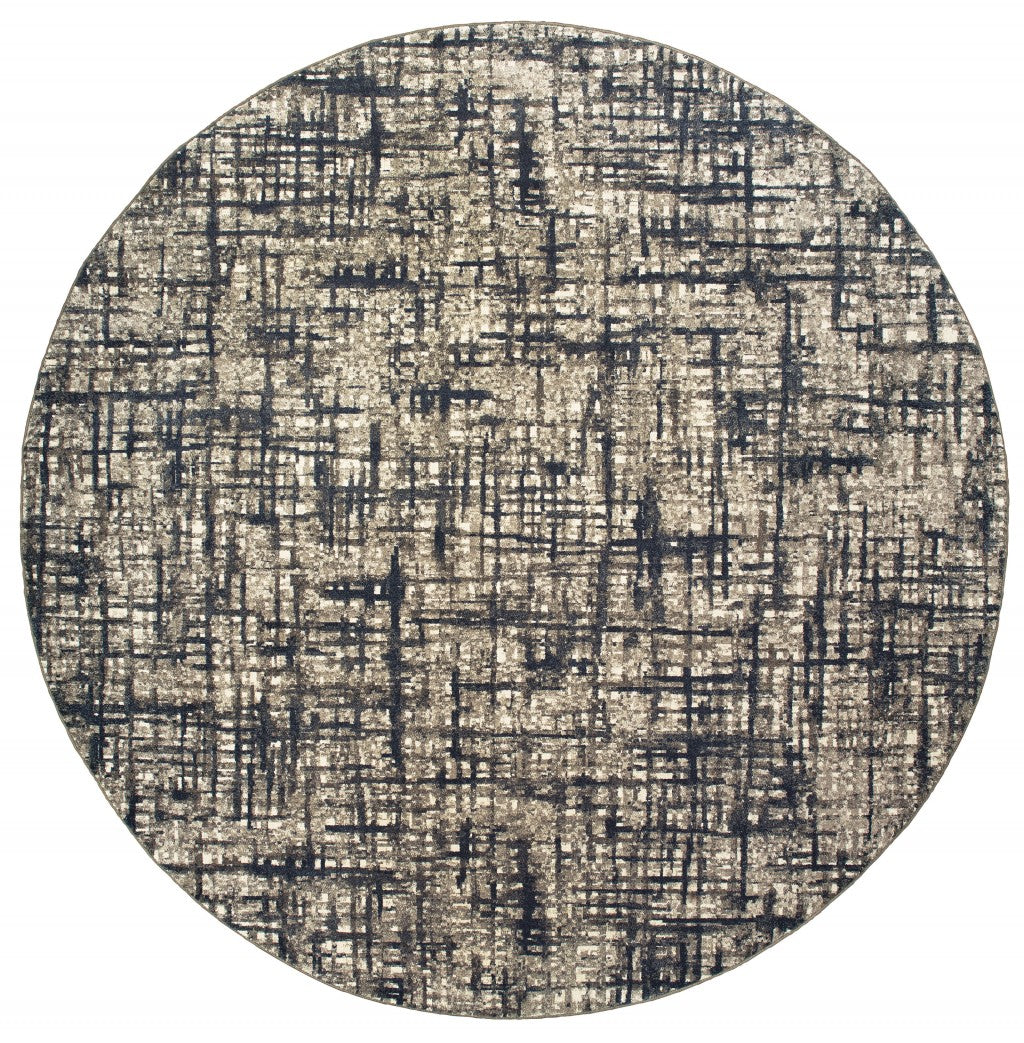 2’X8’ Gray And Navy Abstract Runner Rug