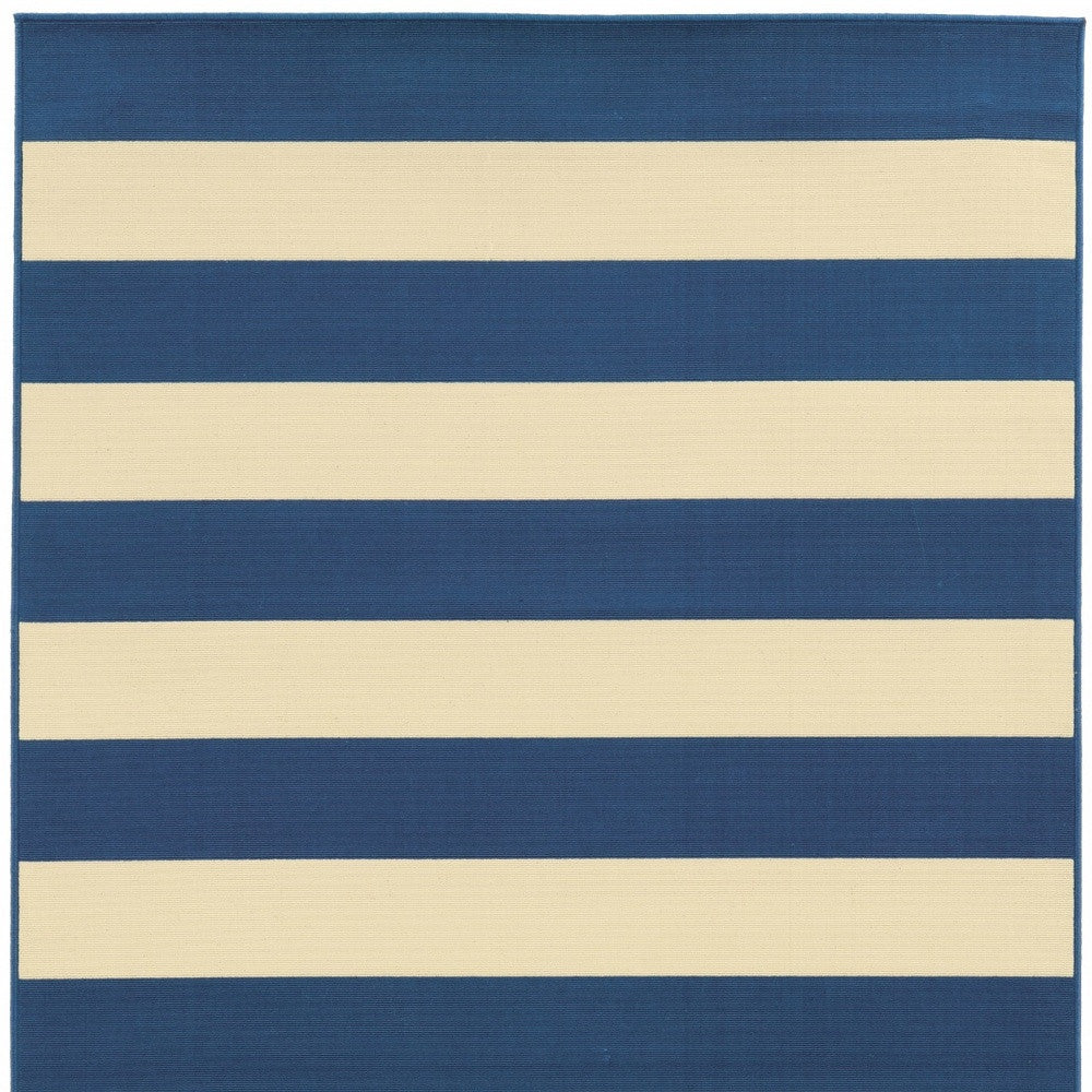 4' x 6' Blue and Ivory Indoor Outdoor Area Rug