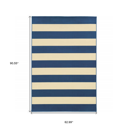 4' x 6' Blue and Ivory Indoor Outdoor Area Rug