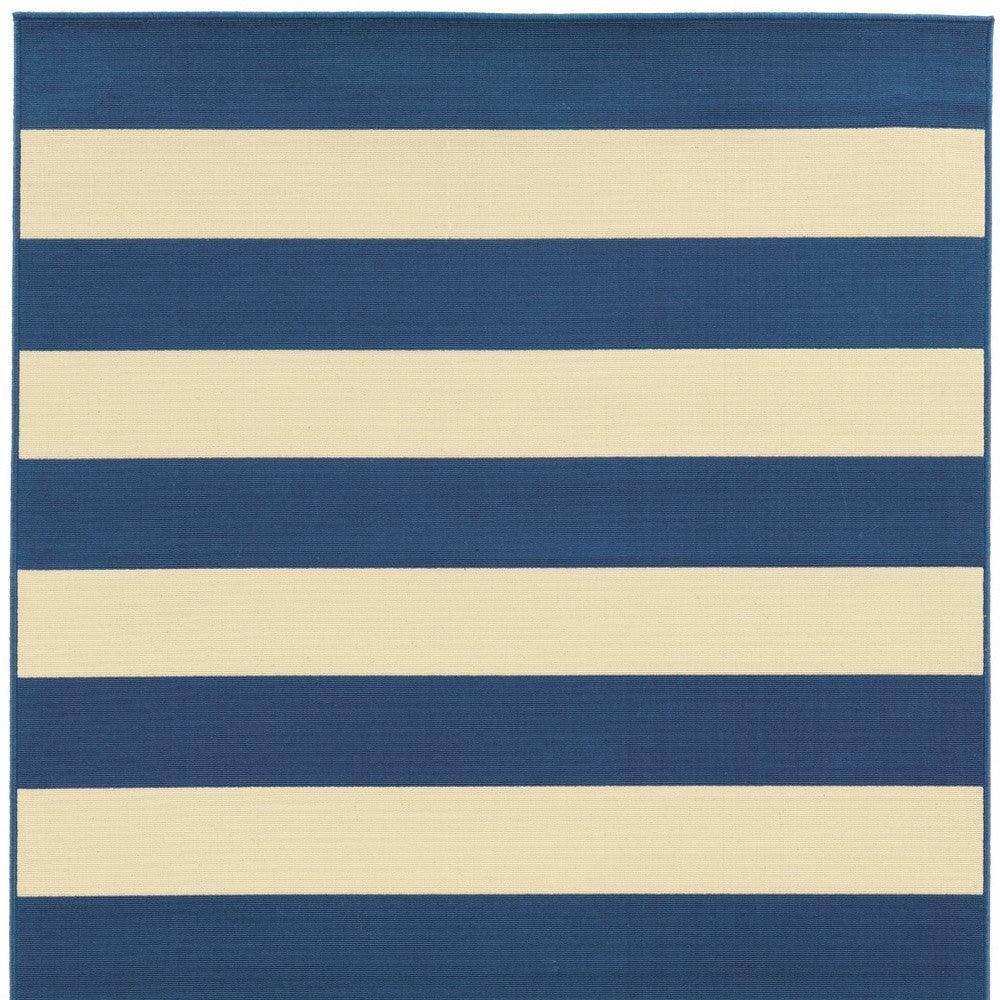 8' x 11' Blue and Ivory Indoor Outdoor Area Rug - FurniFindUSA