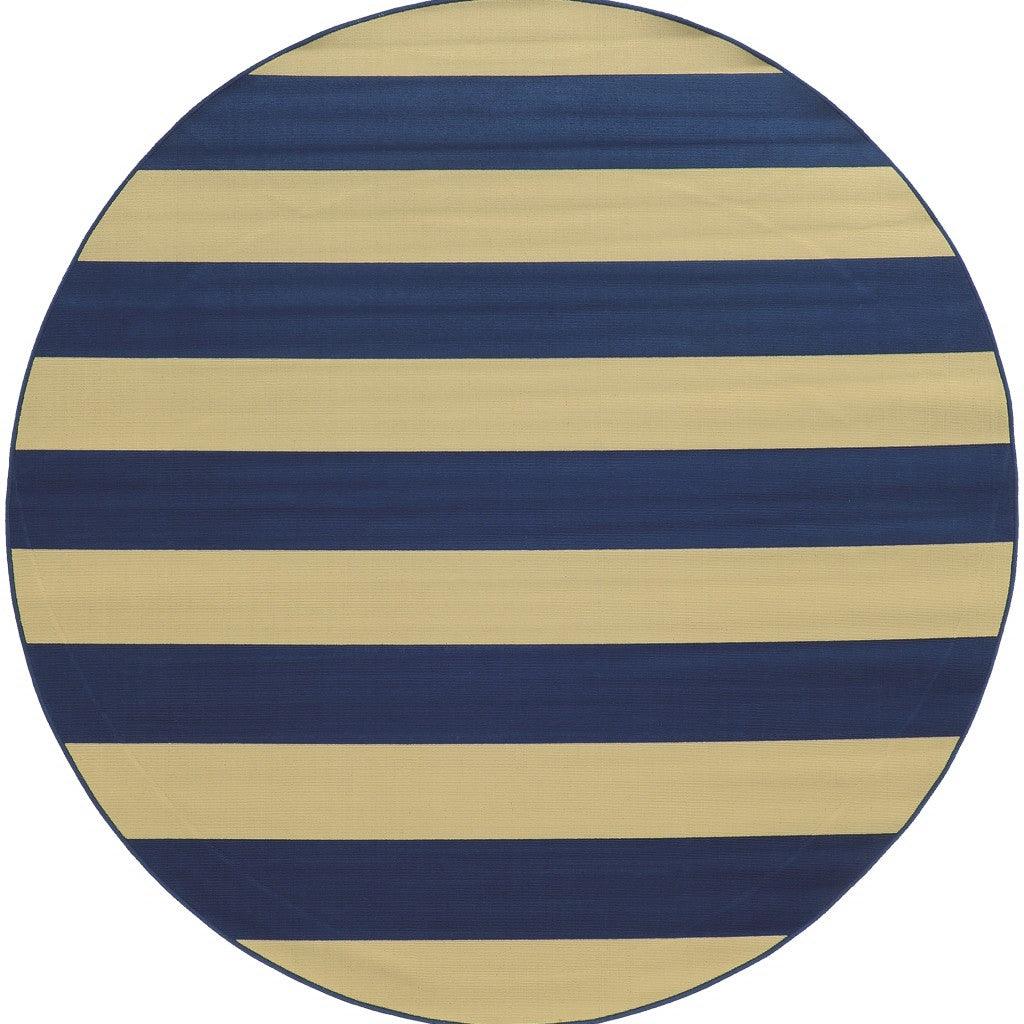 8' x 11' Blue and Ivory Indoor Outdoor Area Rug - FurniFindUSA