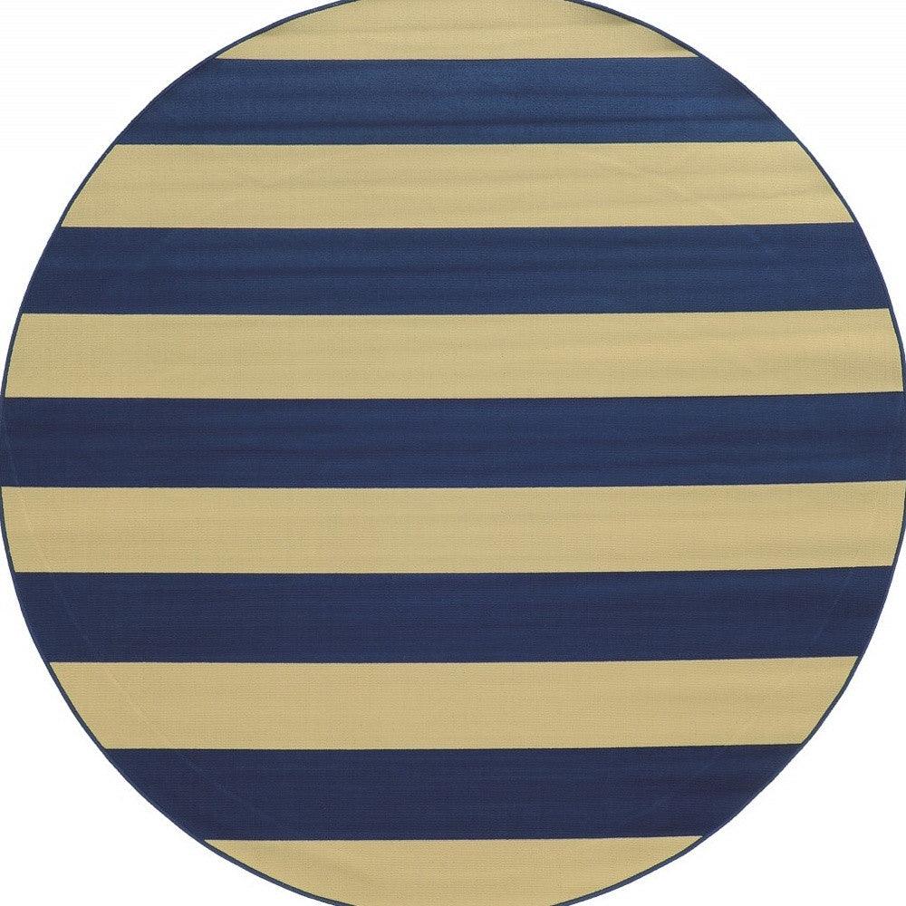 8' x 11' Blue and Ivory Indoor Outdoor Area Rug - FurniFindUSA