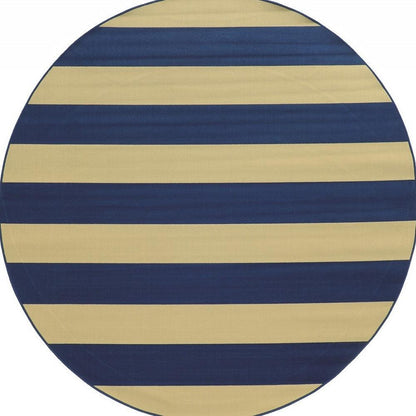 8' x 11' Blue and Ivory Indoor Outdoor Area Rug - FurniFindUSA