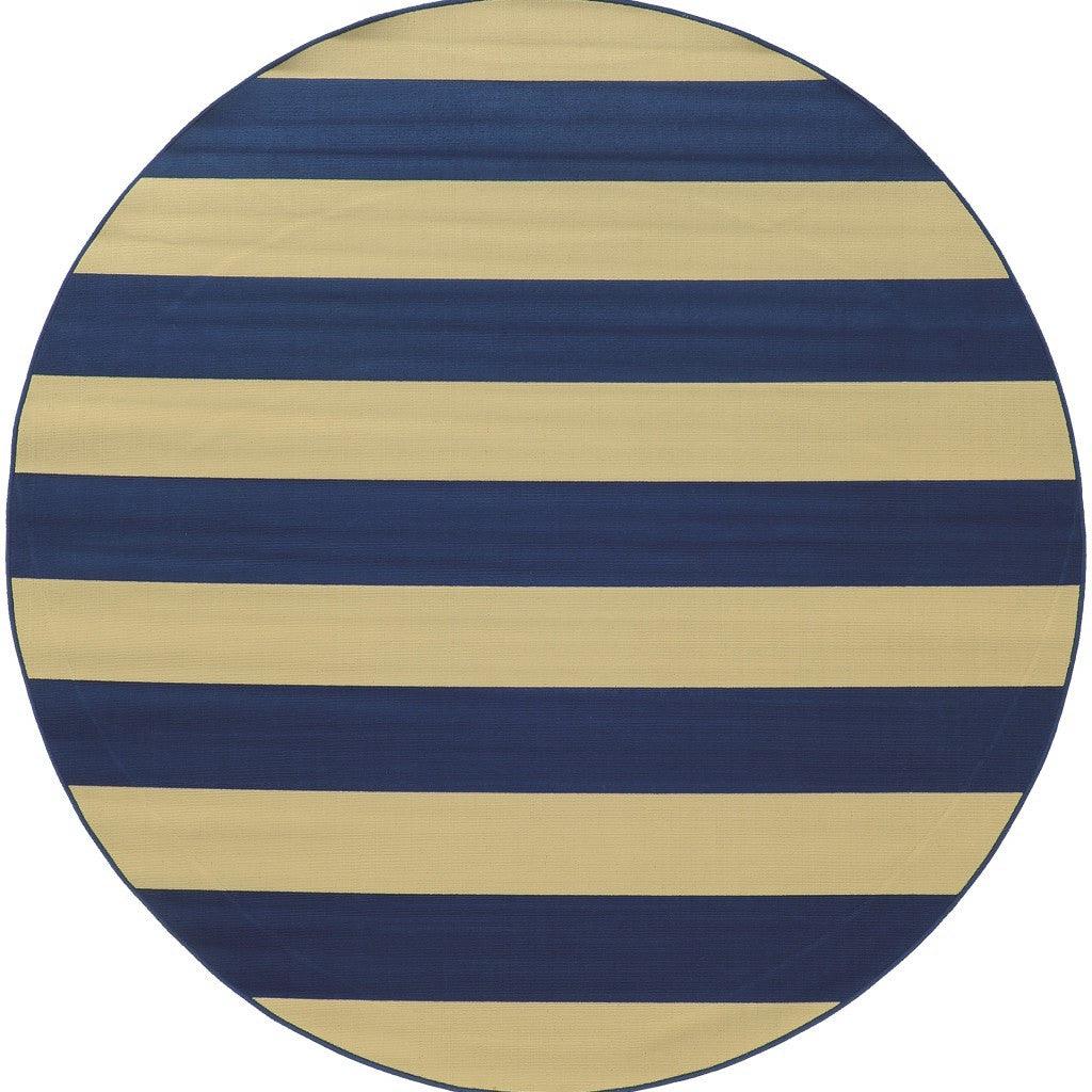 8' x 11' Blue and Ivory Indoor Outdoor Area Rug - FurniFindUSA