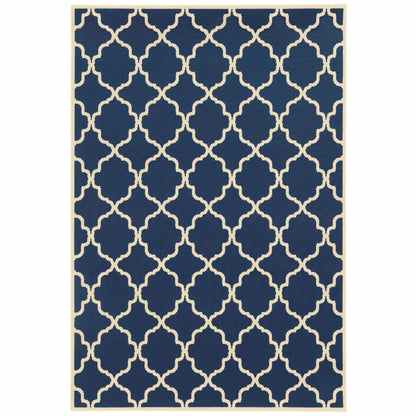 2' X 4' Blue and Ivory Indoor Outdoor Area Rug