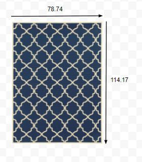 2' X 4' Blue and Ivory Indoor Outdoor Area Rug