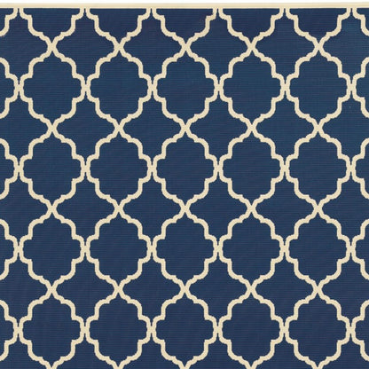 2' X 4' Blue and Ivory Indoor Outdoor Area Rug