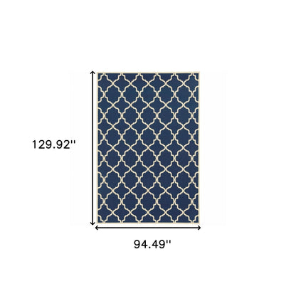 2' X 4' Blue and Ivory Indoor Outdoor Area Rug - FurniFindUSA