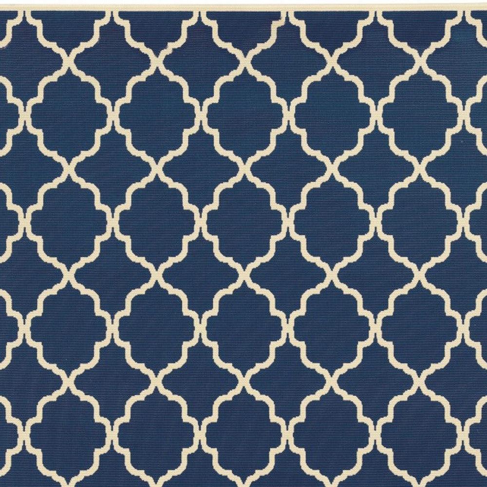 2' X 4' Blue and Ivory Indoor Outdoor Area Rug - FurniFindUSA