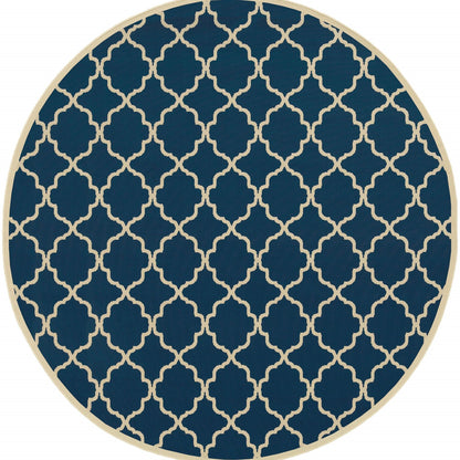 2' X 4' Blue and Ivory Indoor Outdoor Area Rug - FurniFindUSA