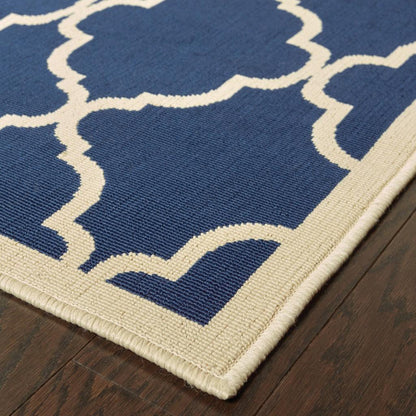 2' X 4' Blue and Ivory Indoor Outdoor Area Rug - FurniFindUSA