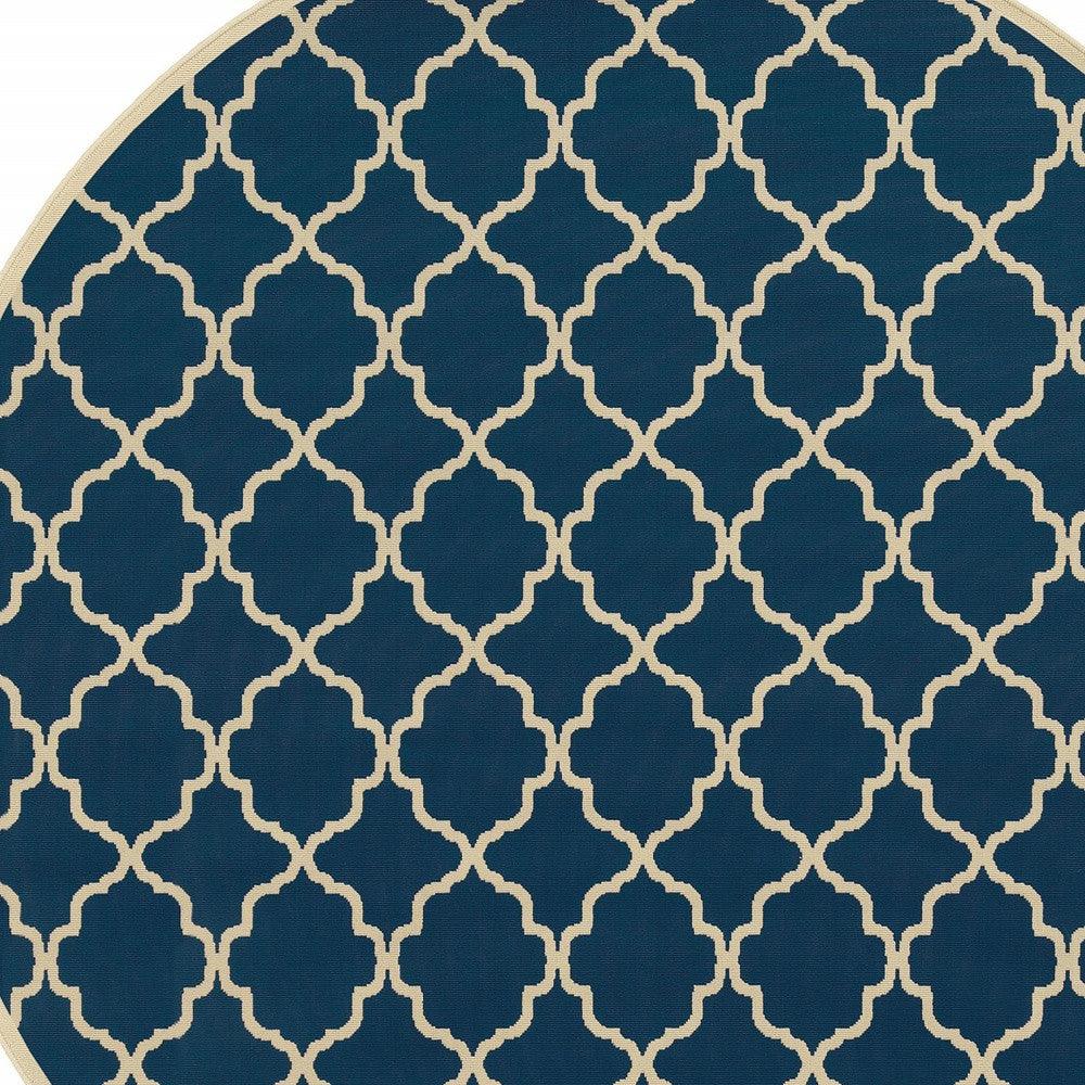 2' X 4' Blue and Ivory Indoor Outdoor Area Rug - FurniFindUSA