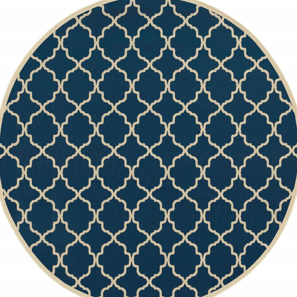 2' X 4' Blue and Ivory Indoor Outdoor Area Rug - FurniFindUSA