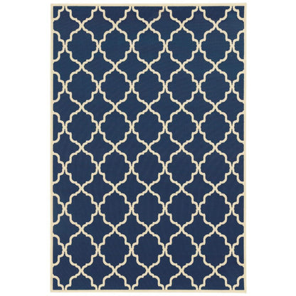 2' X 4' Blue and Ivory Indoor Outdoor Area Rug - FurniFindUSA