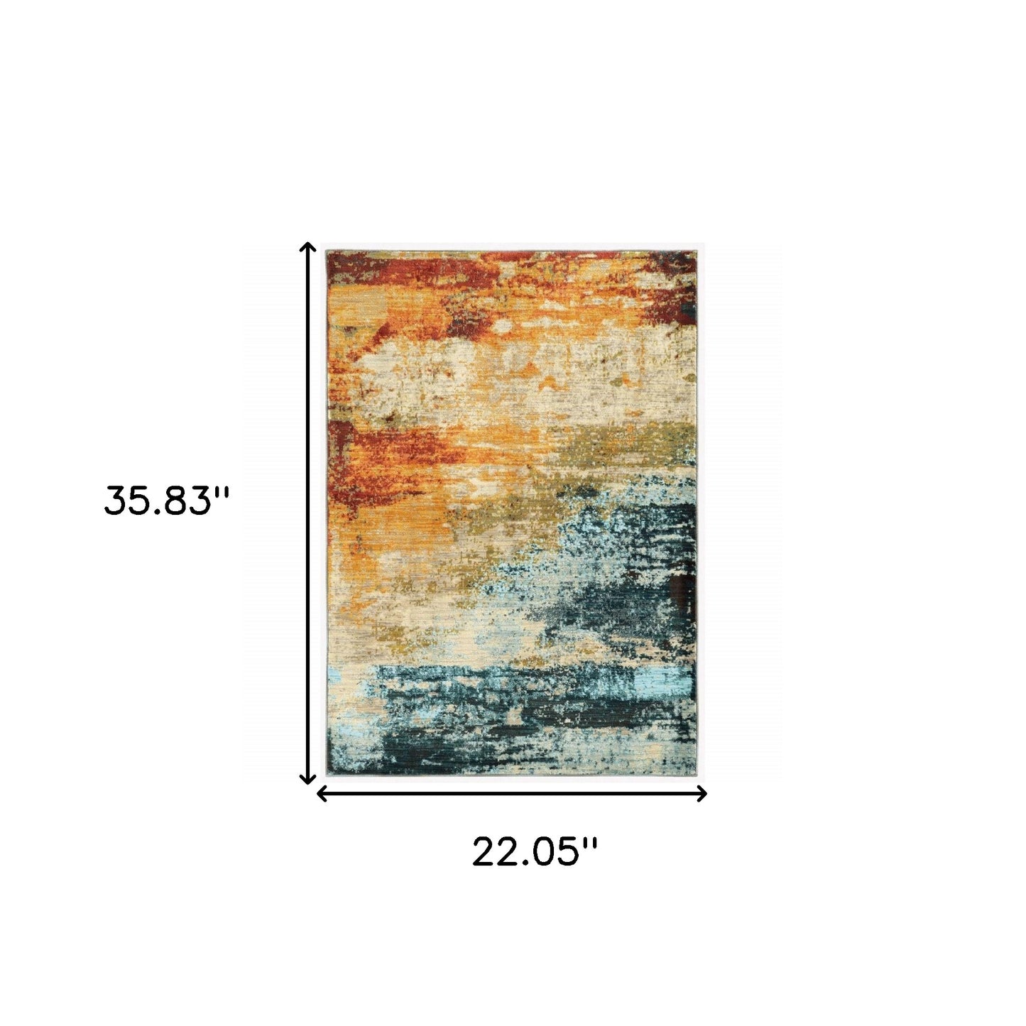 2' X 3' Blue And Red Distressed Scatter Rug - 48.0" (L) x 72.0" (W) x 0.25" (H)