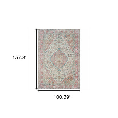 2’X3’ Ivory And Pink Oriental Scatter Rug