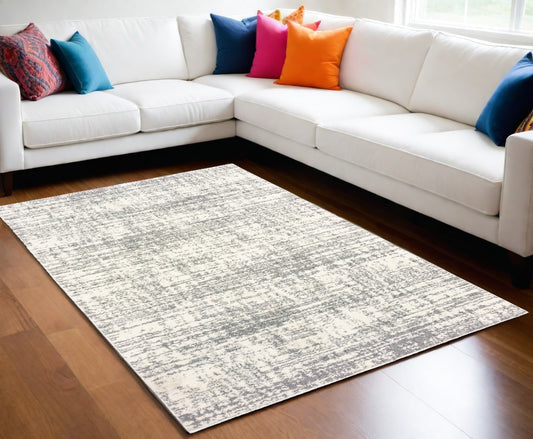 10' X 13' Ivory And Gray Abstract Strokes Area Rug - 22.0" (L) x 34.0" (W) x 1.0" (H)