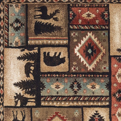 2’X8’ Black And Brown Nature Lodge Runner Rug