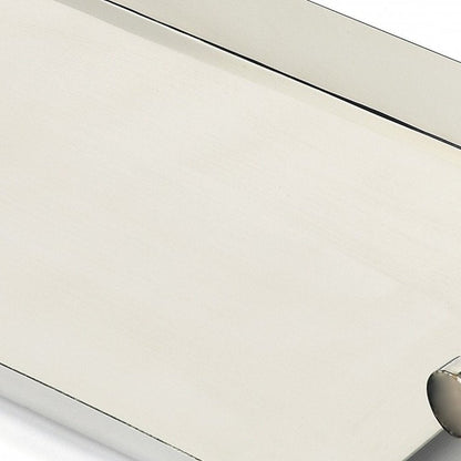 19" Silver Stainless Steel Serving Tray With Horn Handles HomeRoots